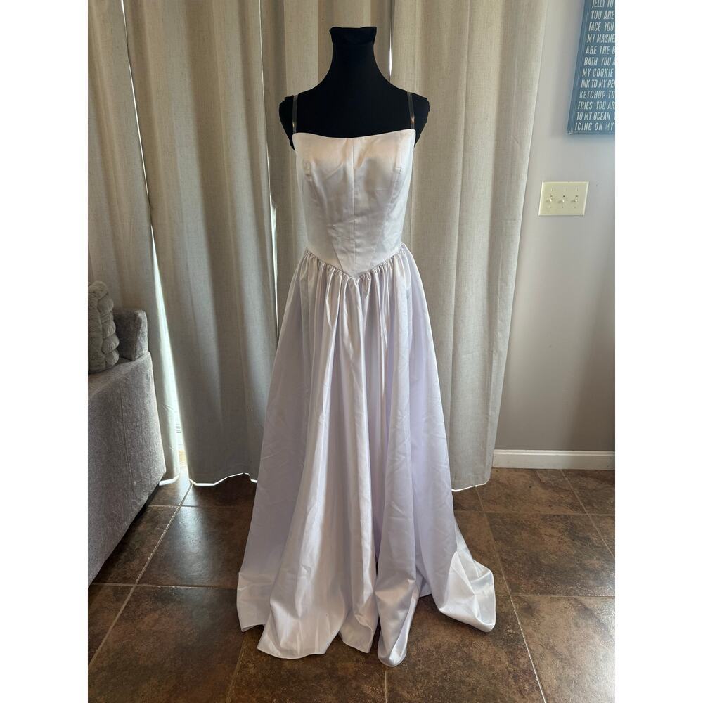 Beautiful White Satin Wedding Dress/Gown Size 12